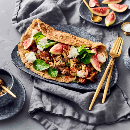 Gefüllte Pfannkuchen mit Champignons, Feigen und Ziegenkäse