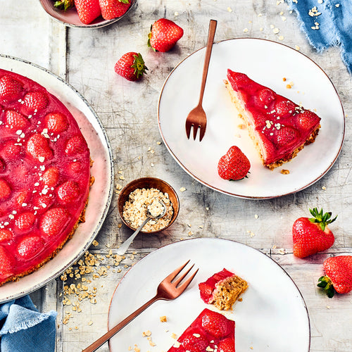 Porridgekuchen mit Erdbeeren