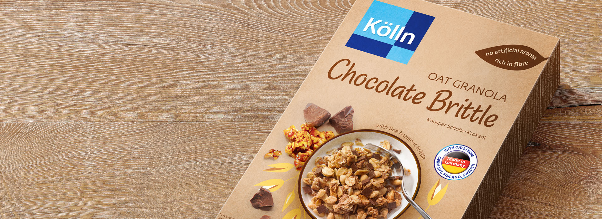 Koelln Oat Granola Chocolate Brittle Pack on Table