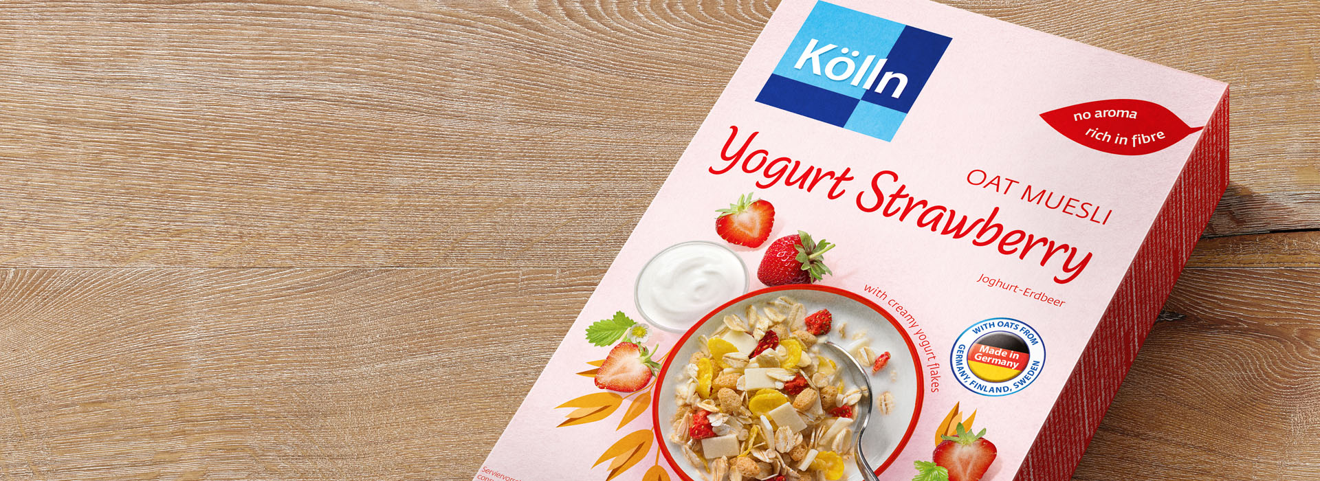 Koelln Oat Muesli Yogurt Strawberry Pack on Table