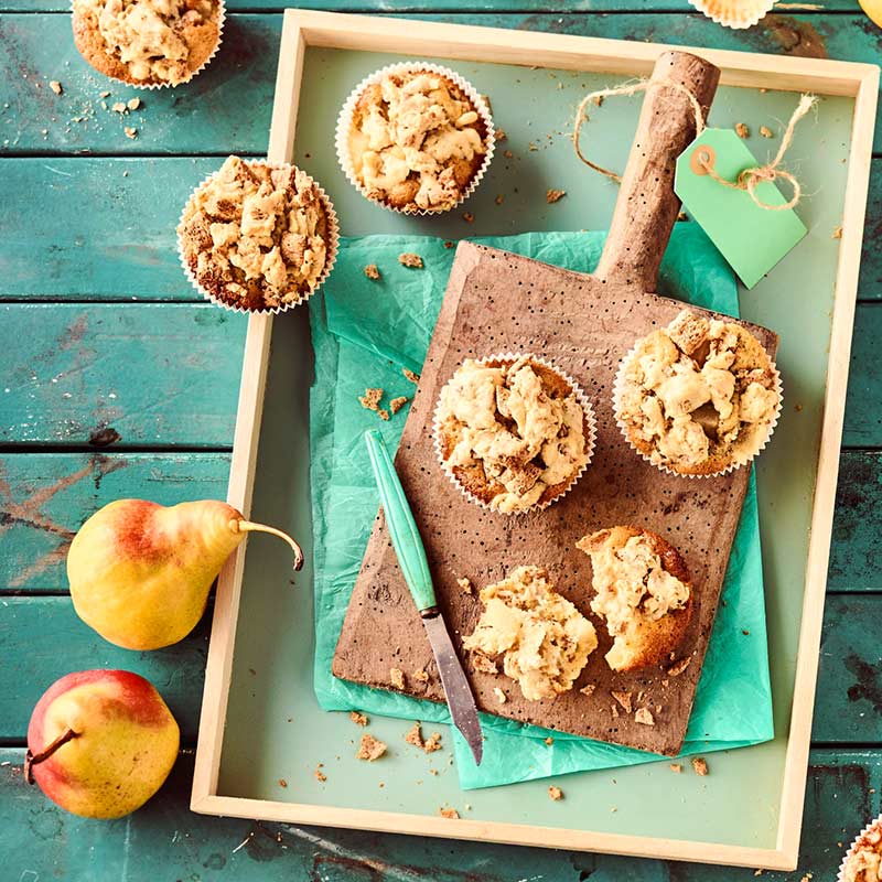 Koelln Pear Muffins with Crispy Oat Crumbles